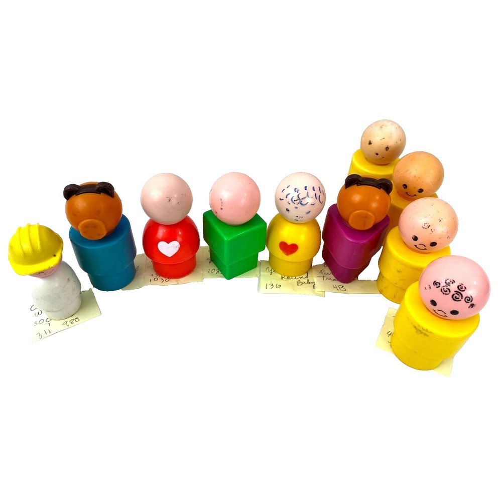 Vintage 90s Fisher Price Jumbo Chunky Little People Lot Set of 10 People Animals